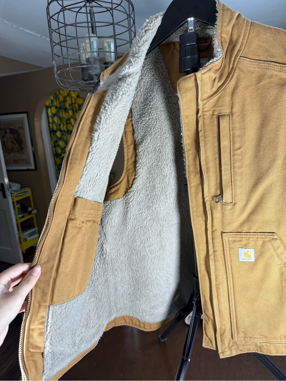 Carhartt Tan Sherpa-Lined Duck Vest - Picture 4 of 7